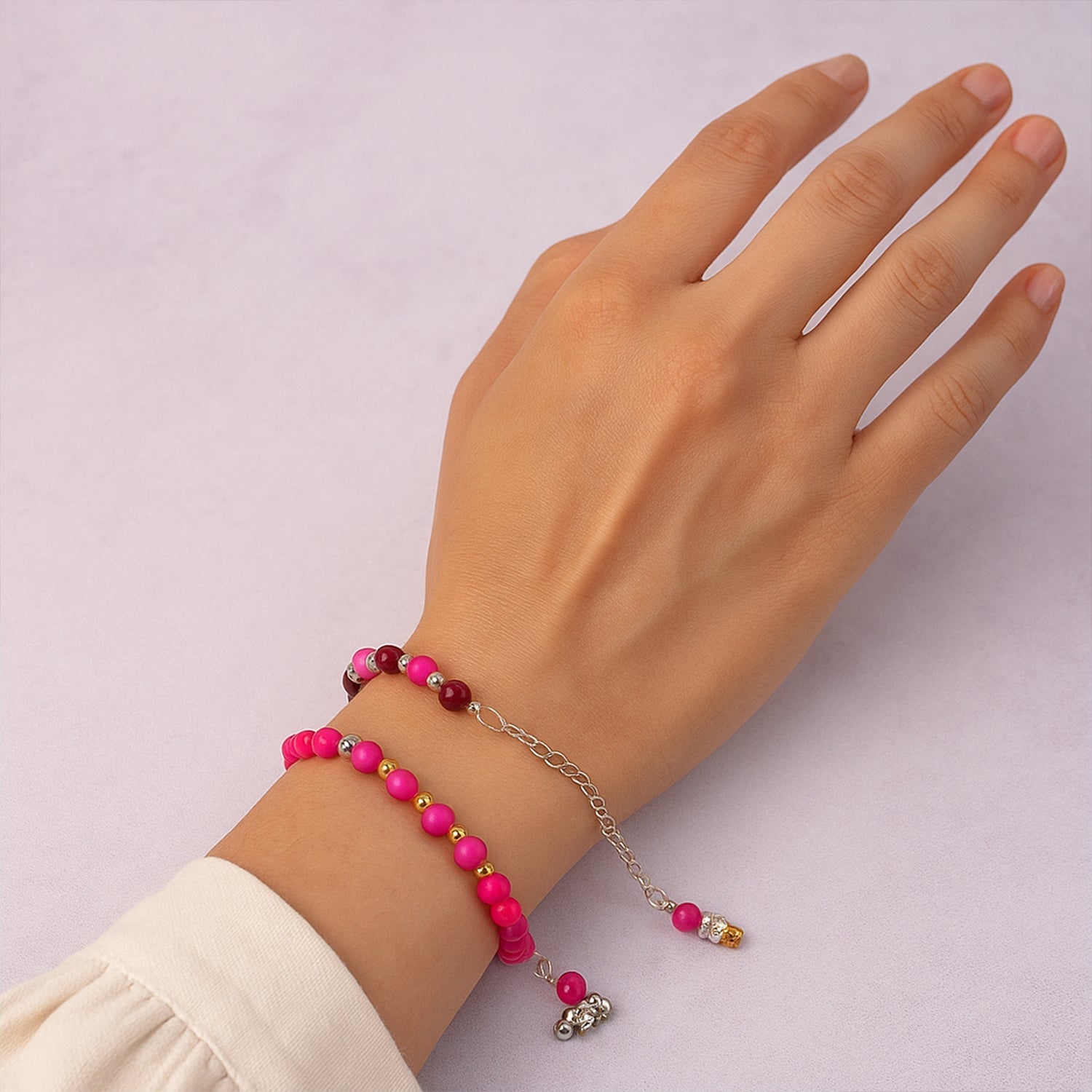 Traditional and Trendy Beaded Bracelet with Adjustable Chain (1 Pc) Traditional and Trendy Beaded Bracelet with Adjustable Chain (1 Pc)